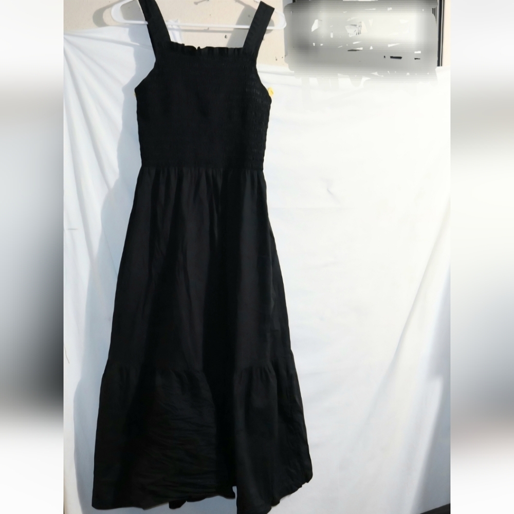 Everlane Black Cotton Smock Dress Long - Picture 6 of 15